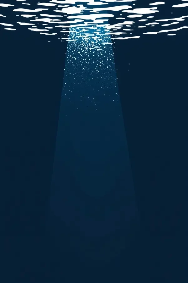 欧美色影院《深海之约》剧照，藏蓝色调鲸鱼深海留白